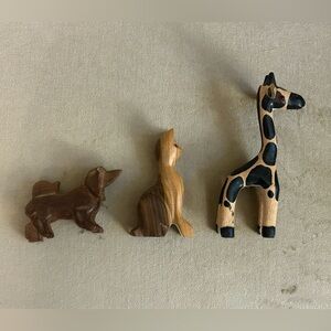 Wooden Animal Figurine Set - Brown and Black